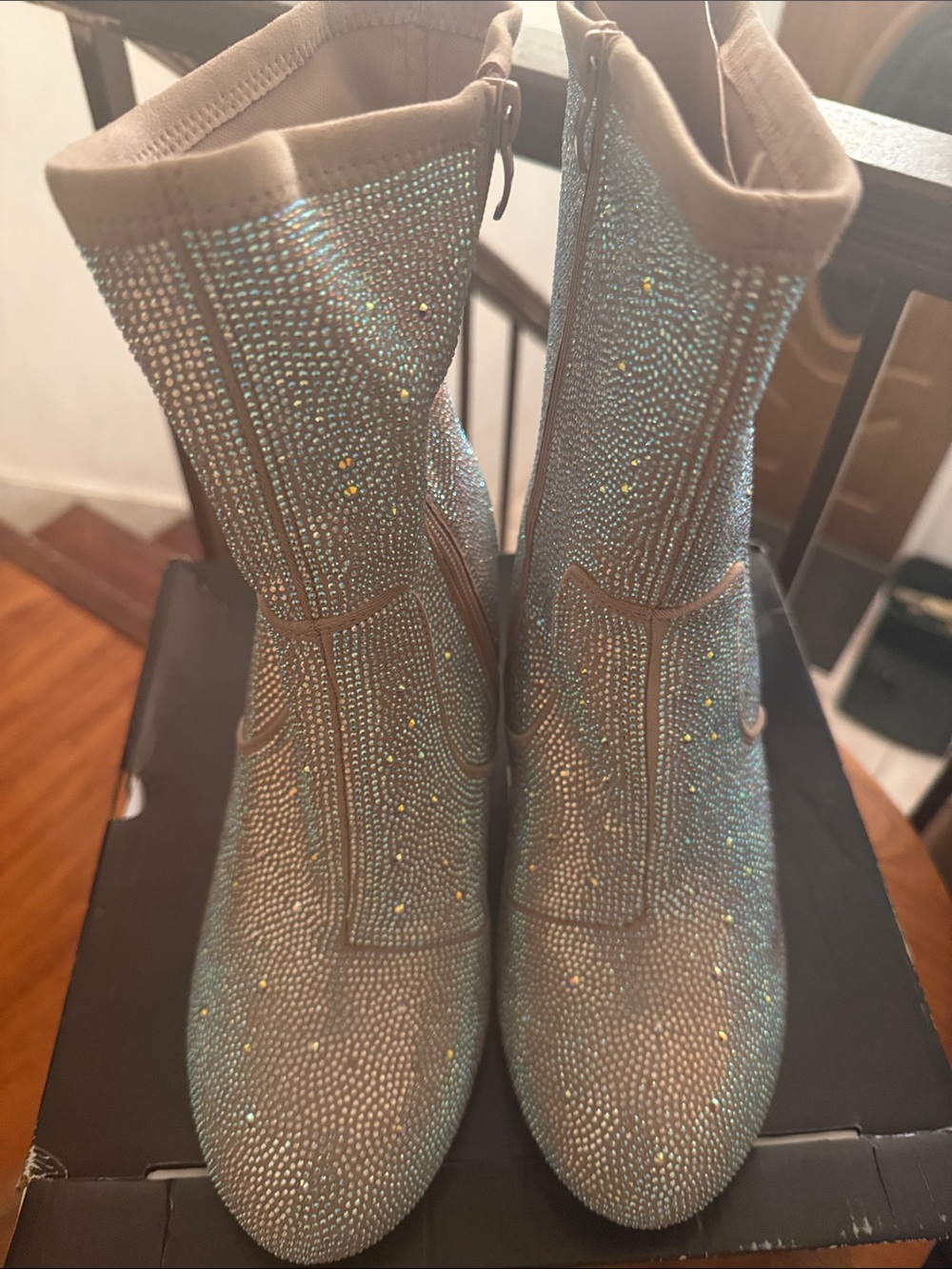 torrid Beige Crystal-Covered Ankle Boots